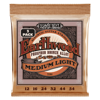 EARTHWOOD PHOSPHOR BRONZE MEDIUM LIGHT 12-54 3 Pack