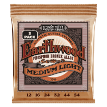 EARTHWOOD PHOSPHOR BRONZE MEDIUM LIGHT 12-54 3 Pack